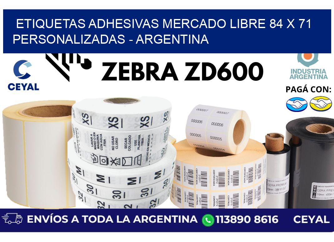 etiquetas adhesivas mercado libre 84 x 71 personalizadas – Argentina