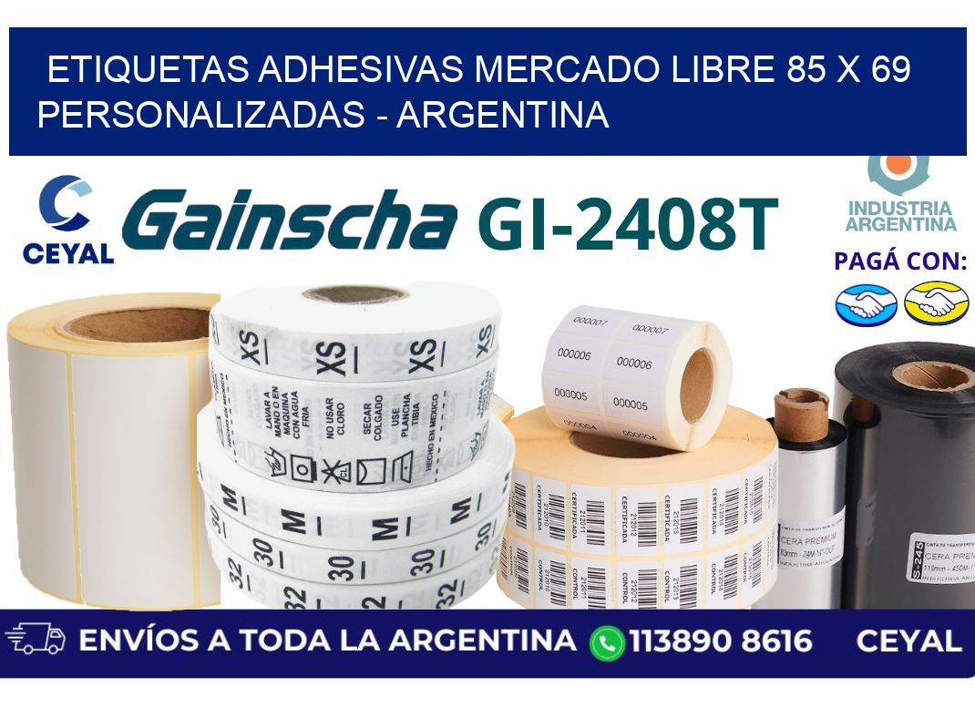 etiquetas adhesivas mercado libre 85 x 69 personalizadas - Argentina