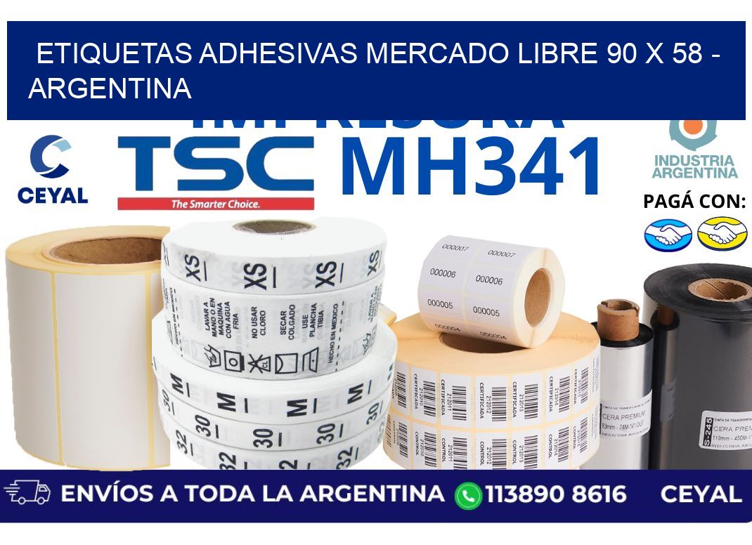 etiquetas adhesivas mercado libre 90 x 58 - Argentina