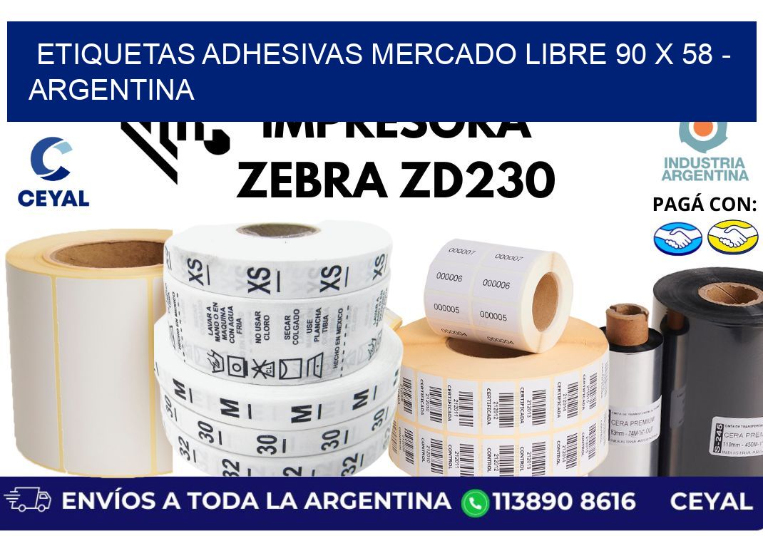 etiquetas adhesivas mercado libre 90 x 58 - Argentina
