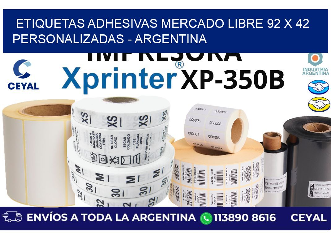 etiquetas adhesivas mercado libre 92 x 42 personalizadas - Argentina