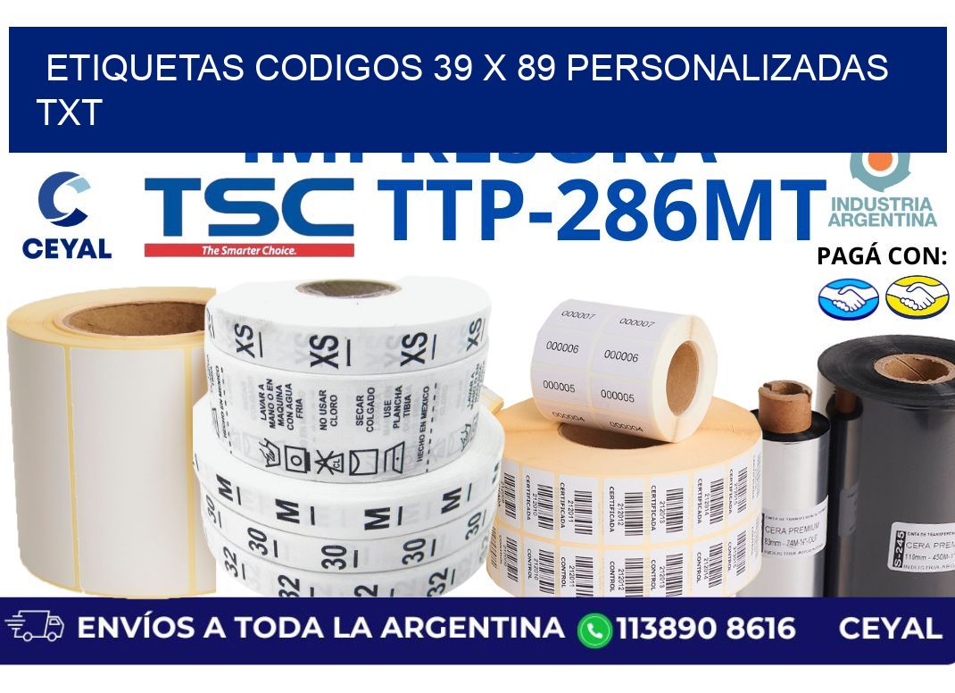 etiquetas codigos 39 x 89 personalizadas txt