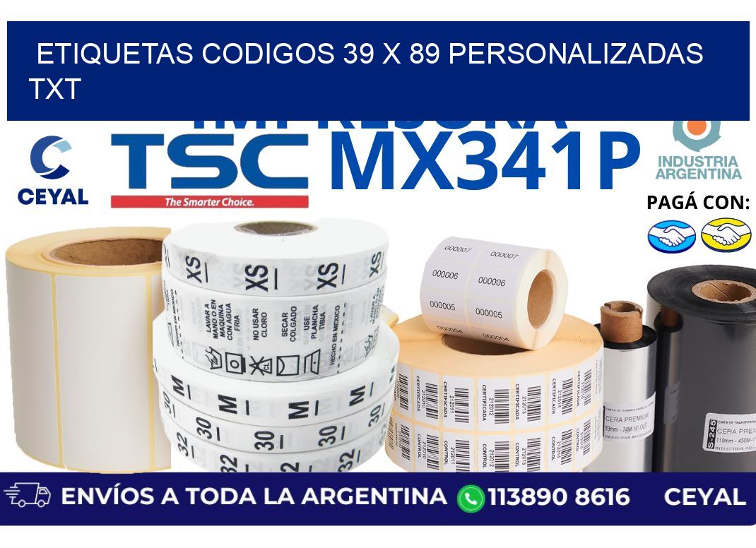 etiquetas codigos 39 x 89 personalizadas txt