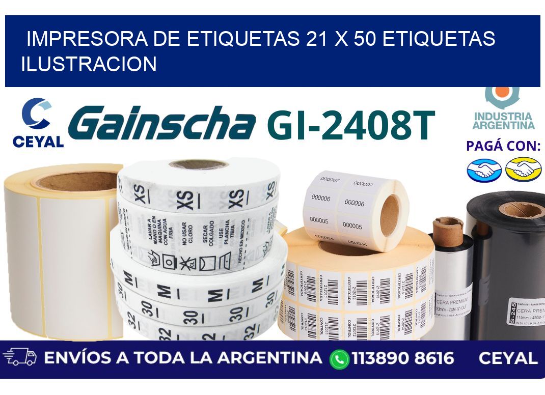 impresora de etiquetas 21 x 50 etiquetas ilustracion