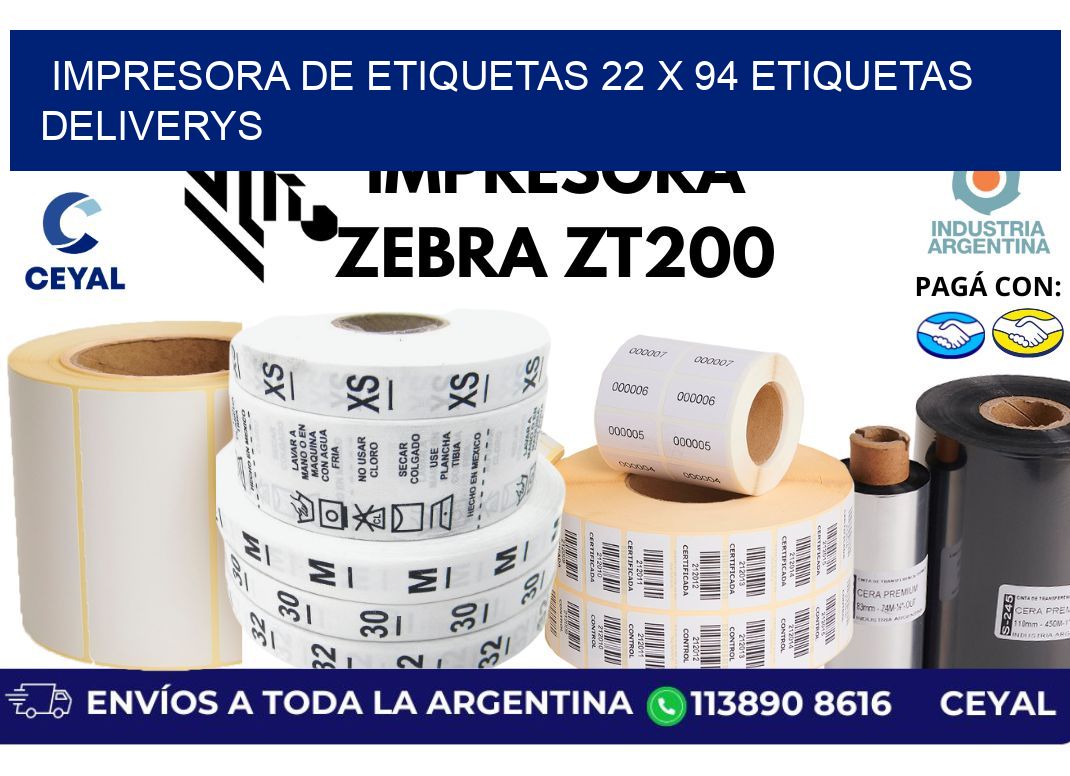impresora de etiquetas 22 x 94 etiquetas deliverys