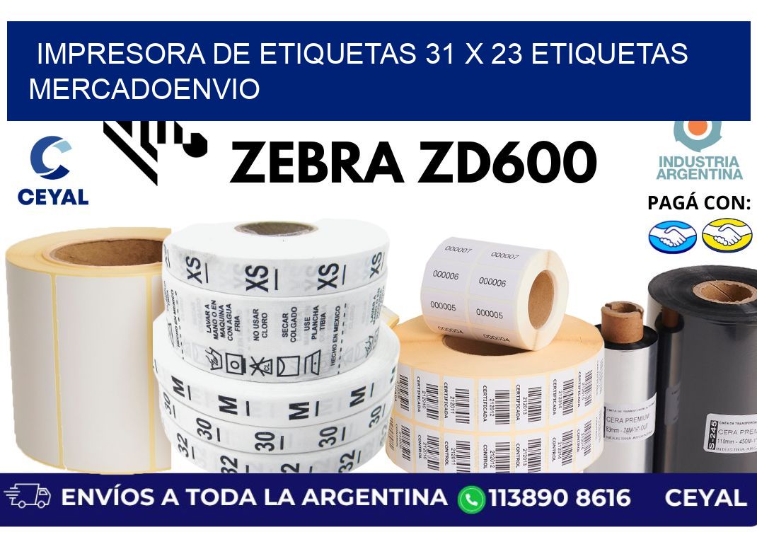 impresora de etiquetas 31 x 23 etiquetas mercadoenvio