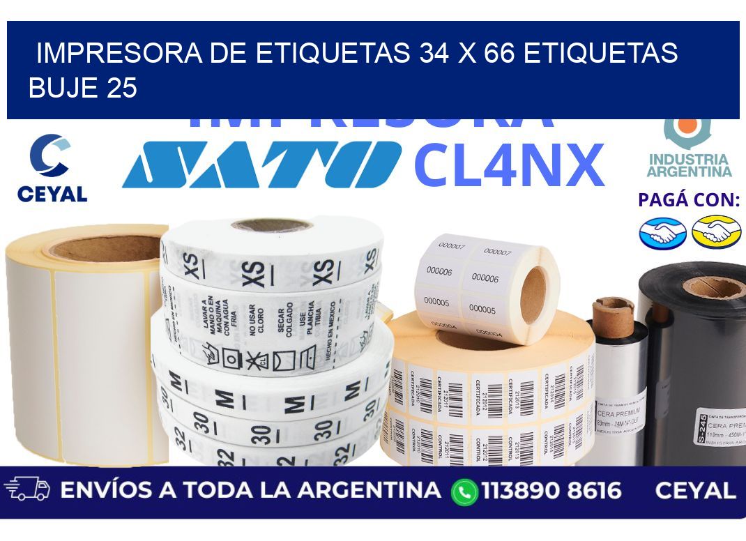 impresora de etiquetas 34 x 66 etiquetas  buje 25