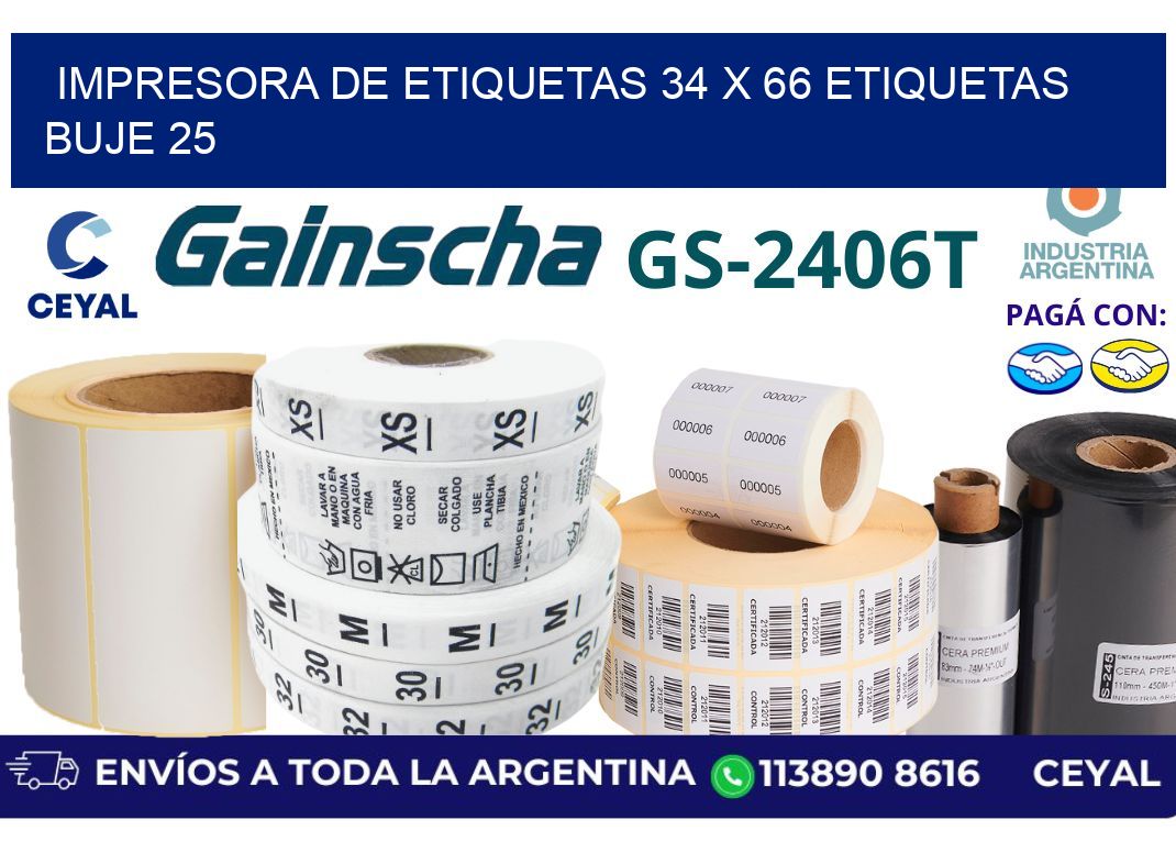 impresora de etiquetas 34 x 66 etiquetas  buje 25