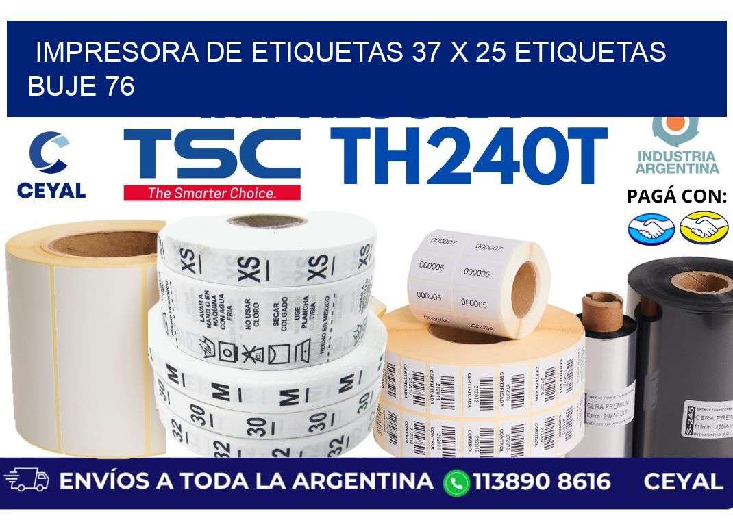 impresora de etiquetas 37 x 25 etiquetas buje 76