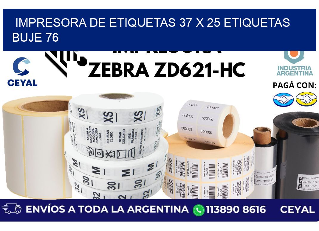 impresora de etiquetas 37 x 25 etiquetas buje 76