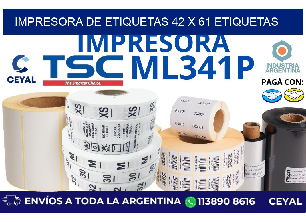 impresora de etiquetas 42 x 61 etiquetas