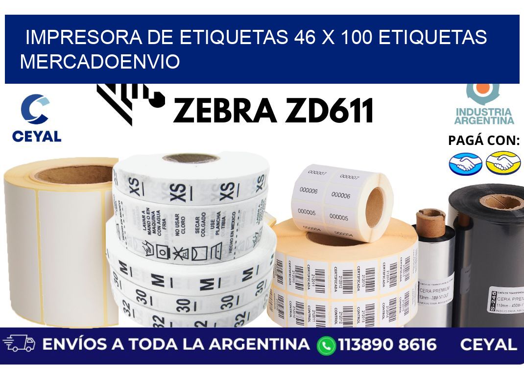 impresora de etiquetas 46 x 100 etiquetas mercadoenvio