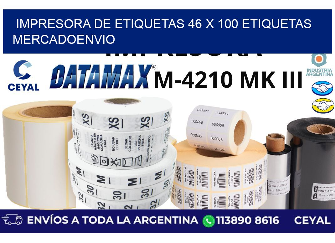 impresora de etiquetas 46 x 100 etiquetas mercadoenvio