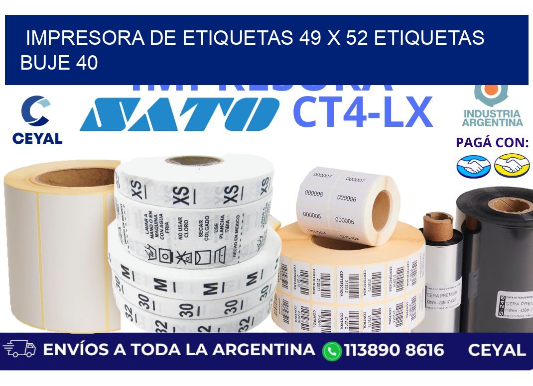 impresora de etiquetas 49 x 52 etiquetas buje 40