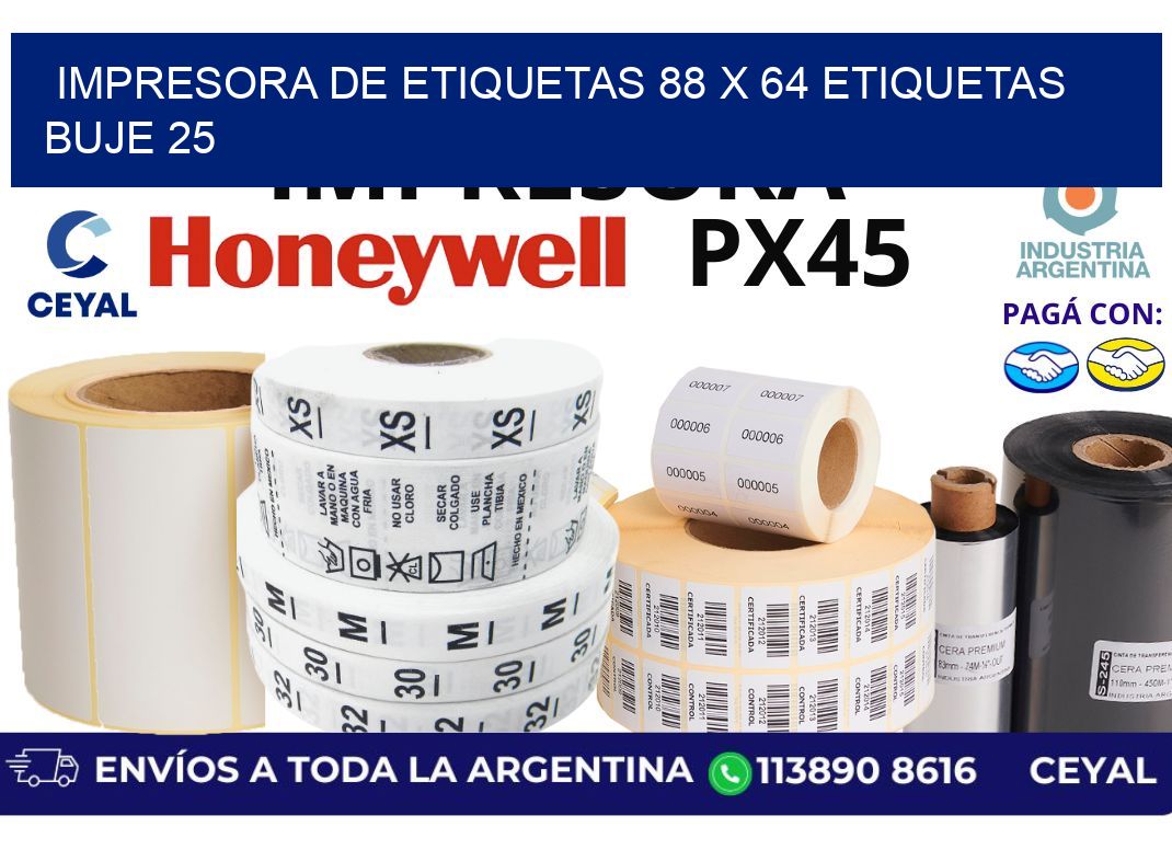 impresora de etiquetas 88 x 64 etiquetas buje 25