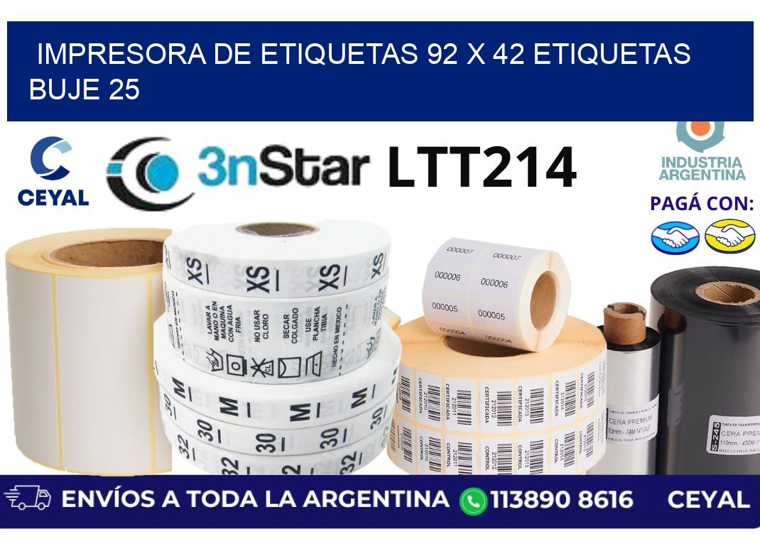 impresora de etiquetas 92 x 42 etiquetas buje 25