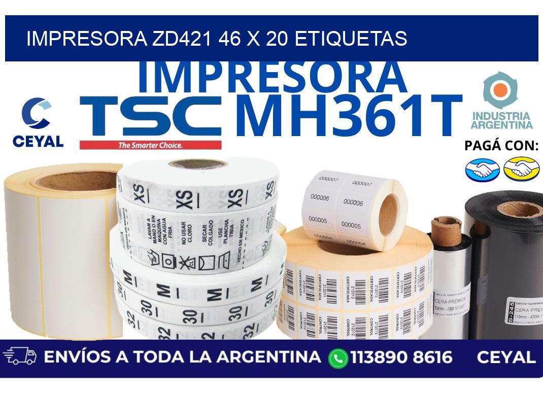 impresora zd421 46 x 20 etiquetas