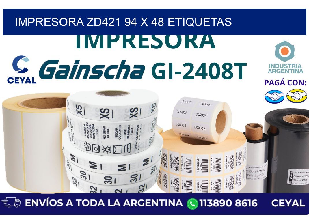 impresora zd421 94 x 48 etiquetas
