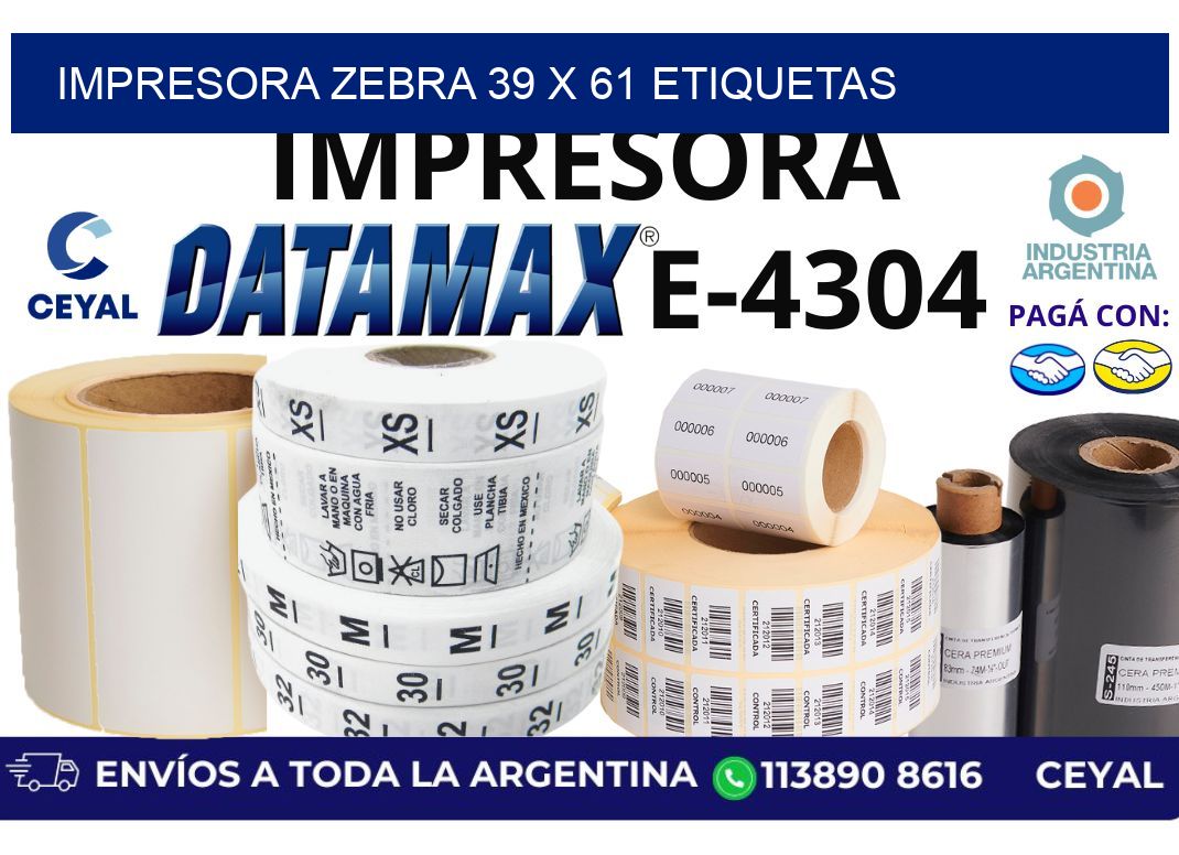 impresora zebra 39 x 61 etiquetas