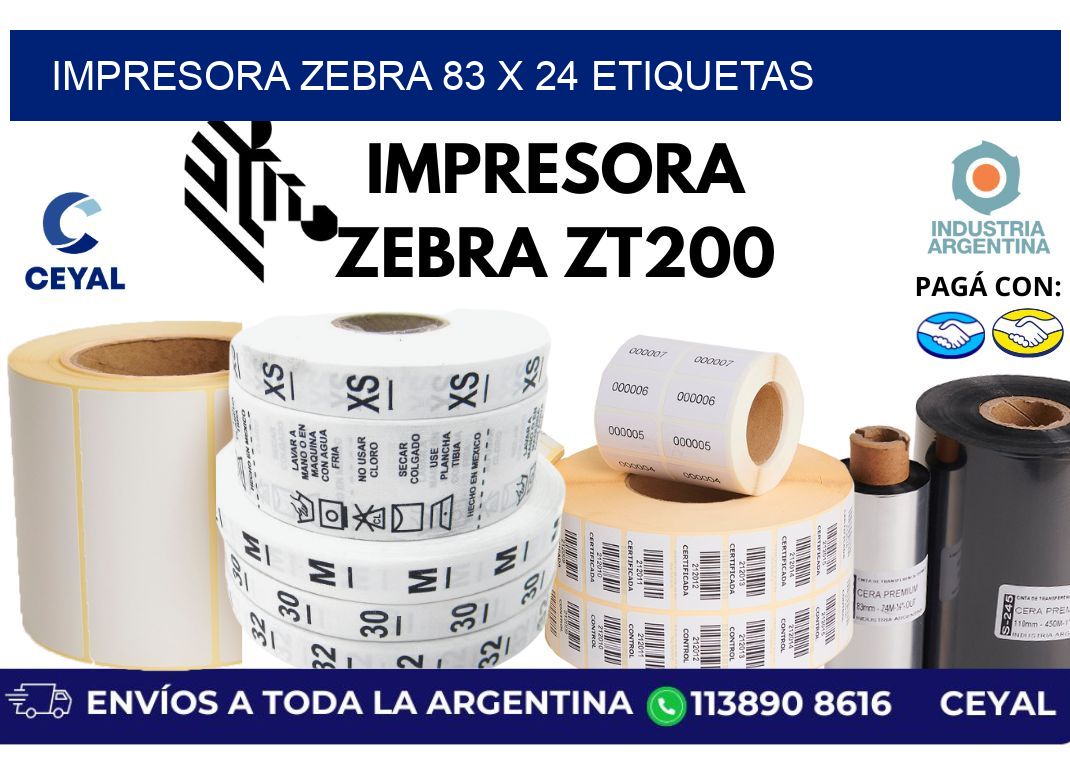 impresora zebra 83 x 24 etiquetas
