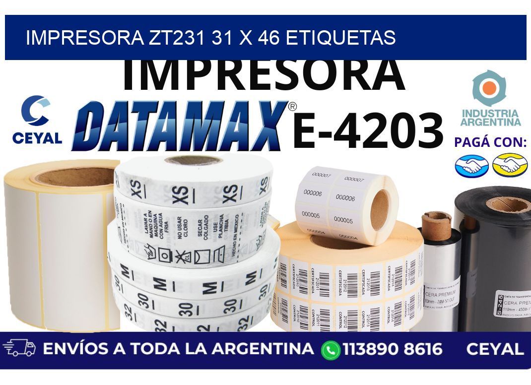 impresora zt231 31 x 46 etiquetas