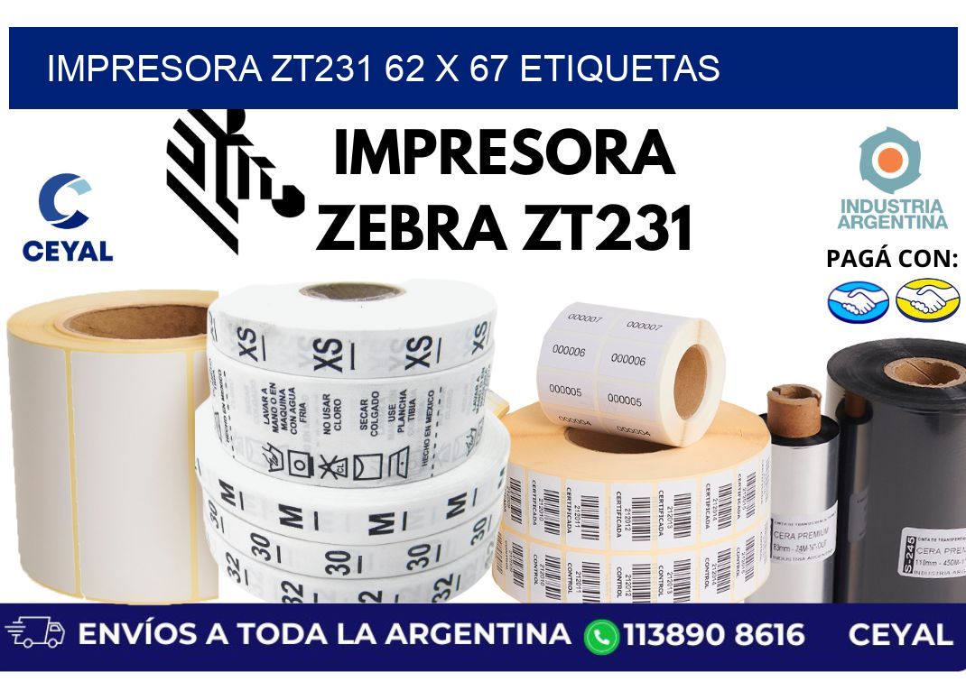 impresora zt231 62 x 67 etiquetas