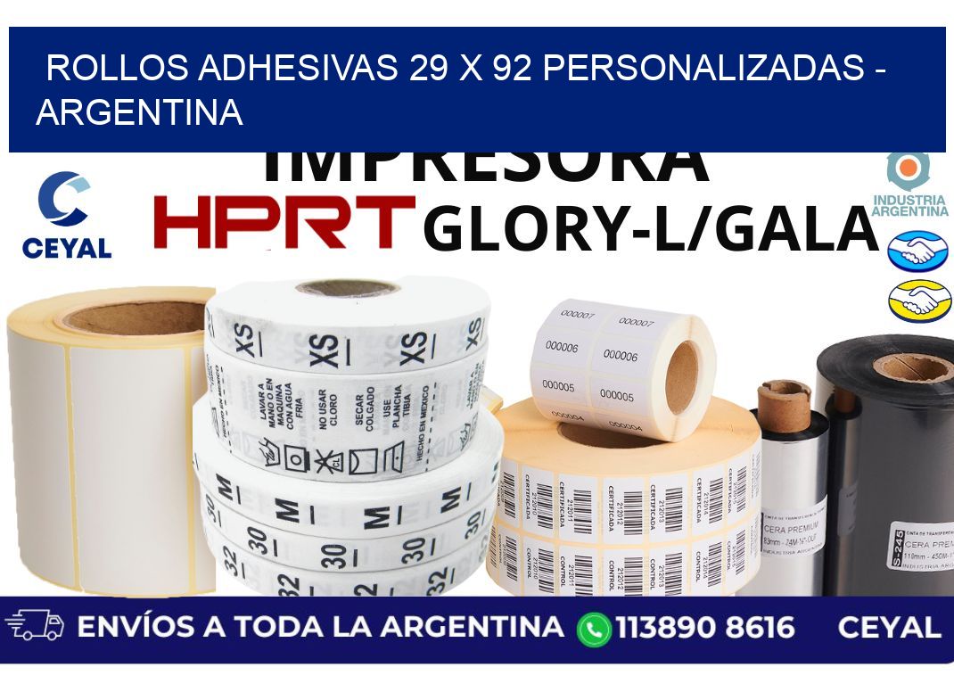 rollos adhesivas 29 x 92 personalizadas - Argentina