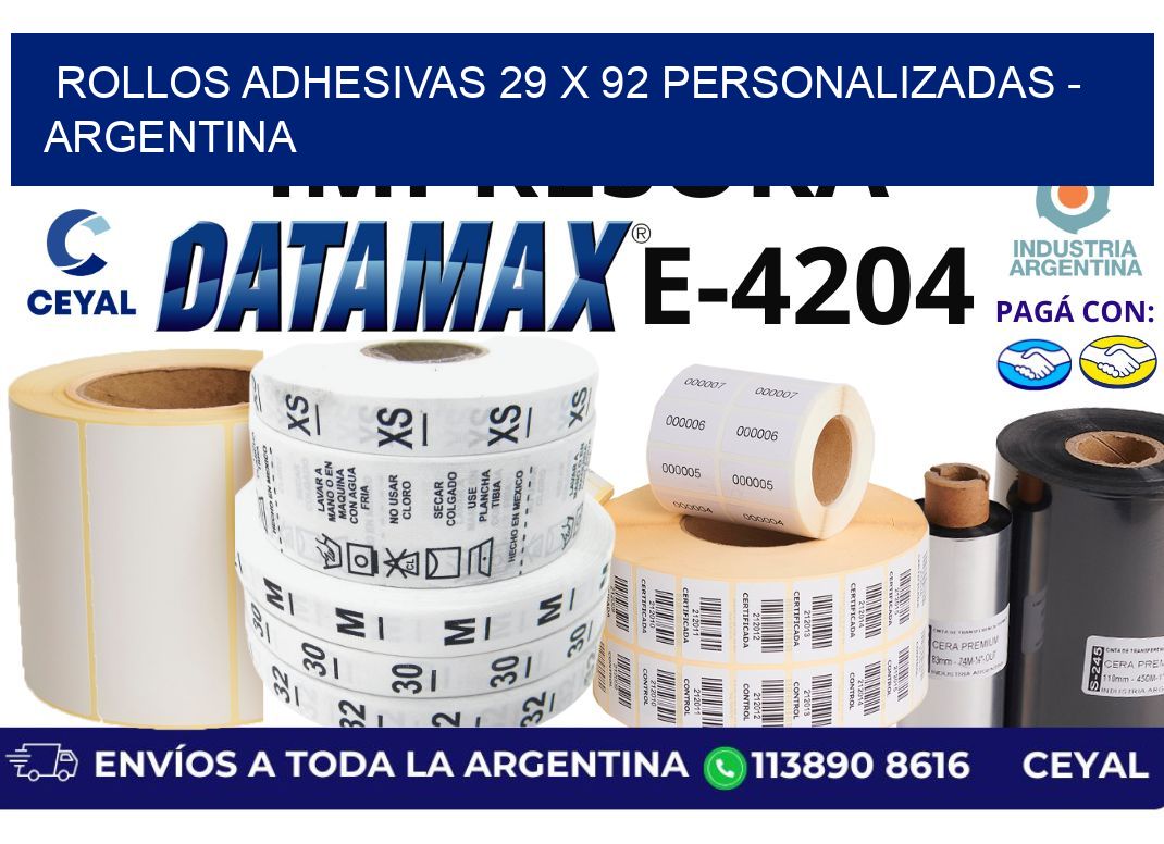 rollos adhesivas 29 x 92 personalizadas – Argentina