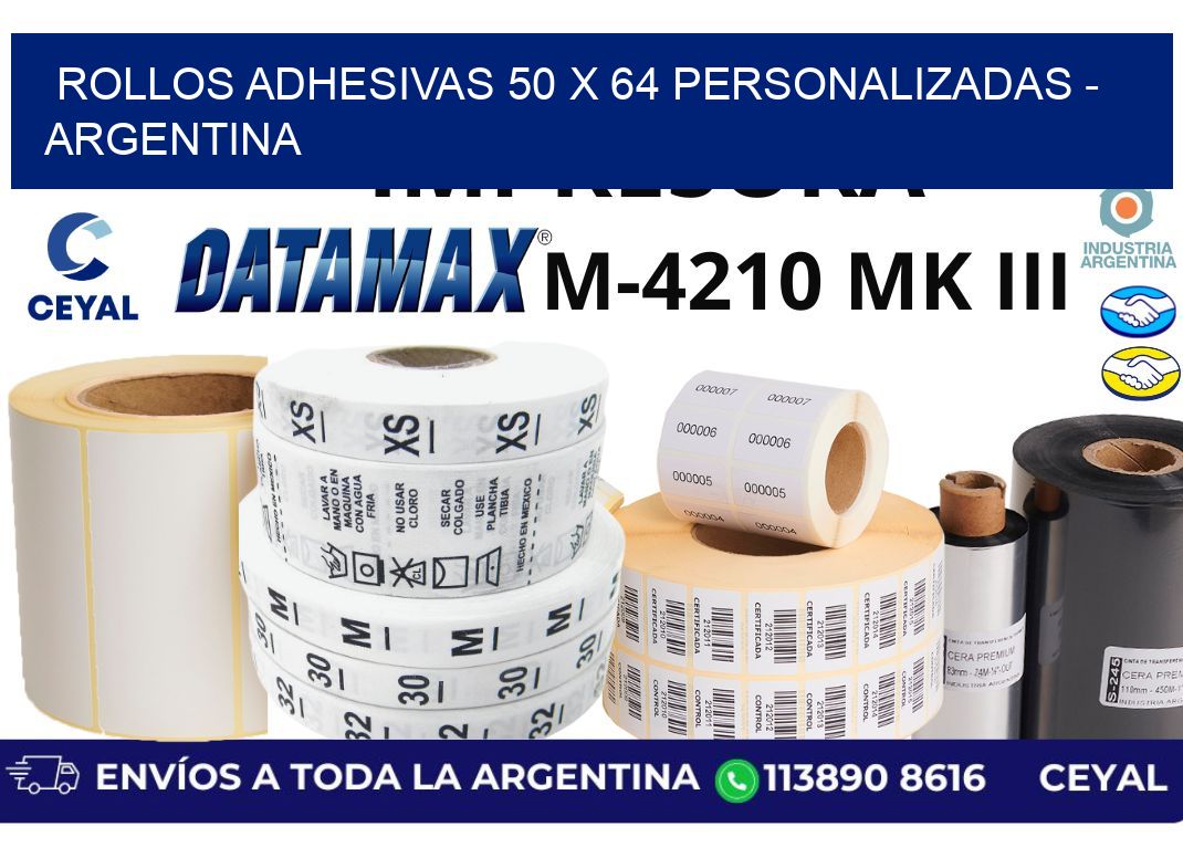 rollos adhesivas 50 x 64 personalizadas - Argentina