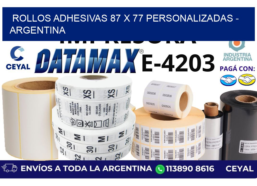 rollos adhesivas 87 x 77 personalizadas - Argentina