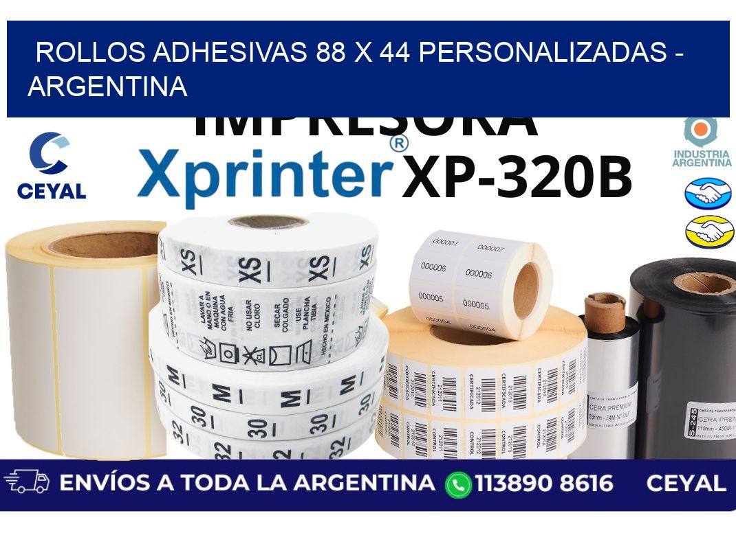 rollos adhesivas 88 x 44 personalizadas - Argentina