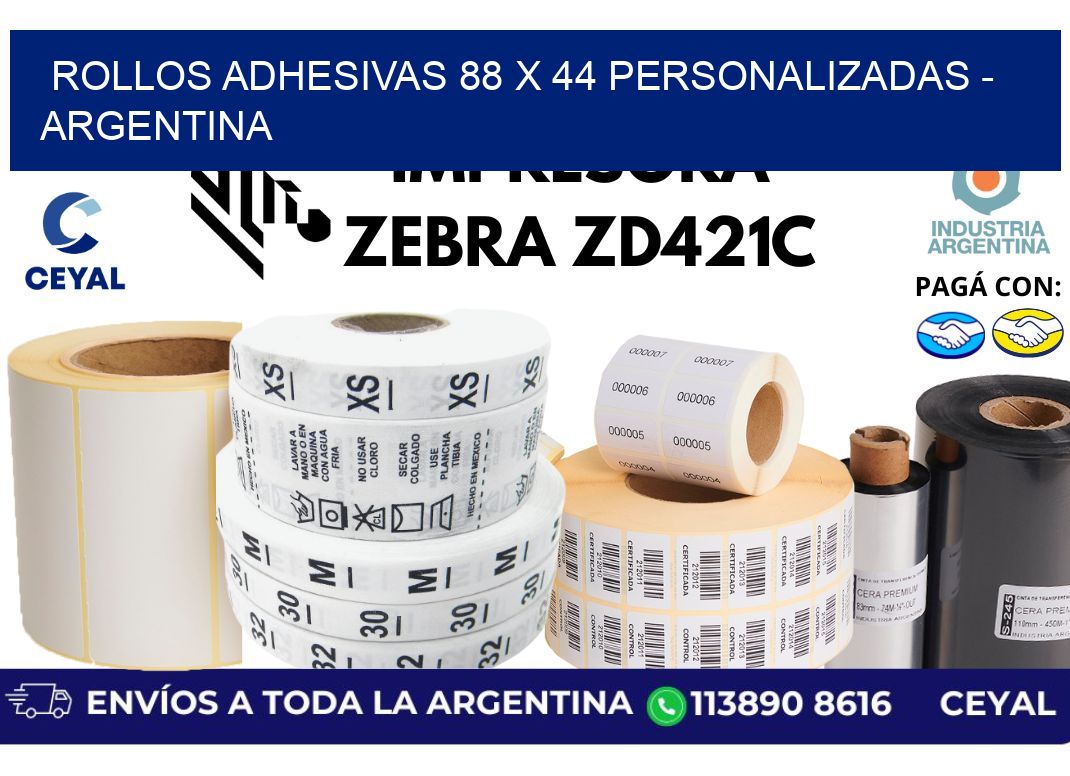 rollos adhesivas 88 x 44 personalizadas - Argentina