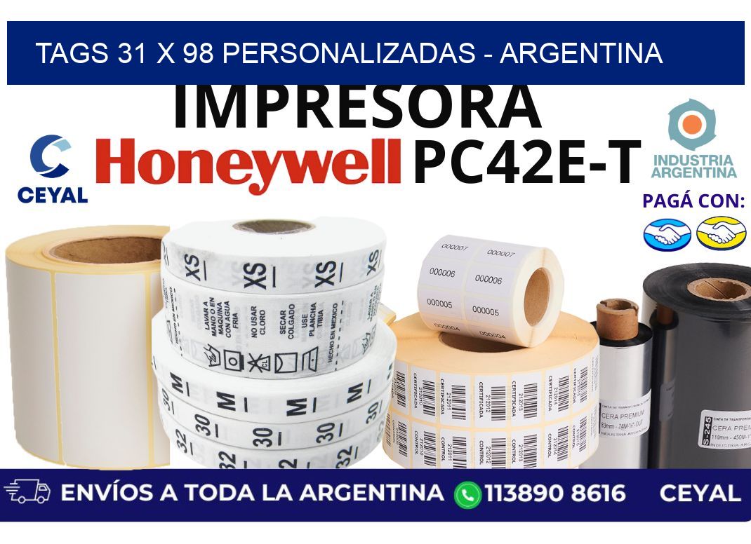 tags 31 x 98 personalizadas - Argentina