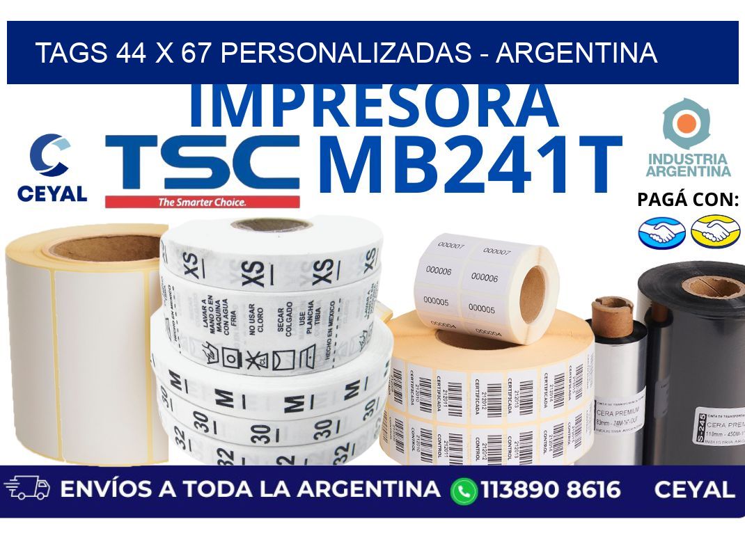 tags 44 x 67 personalizadas - Argentina
