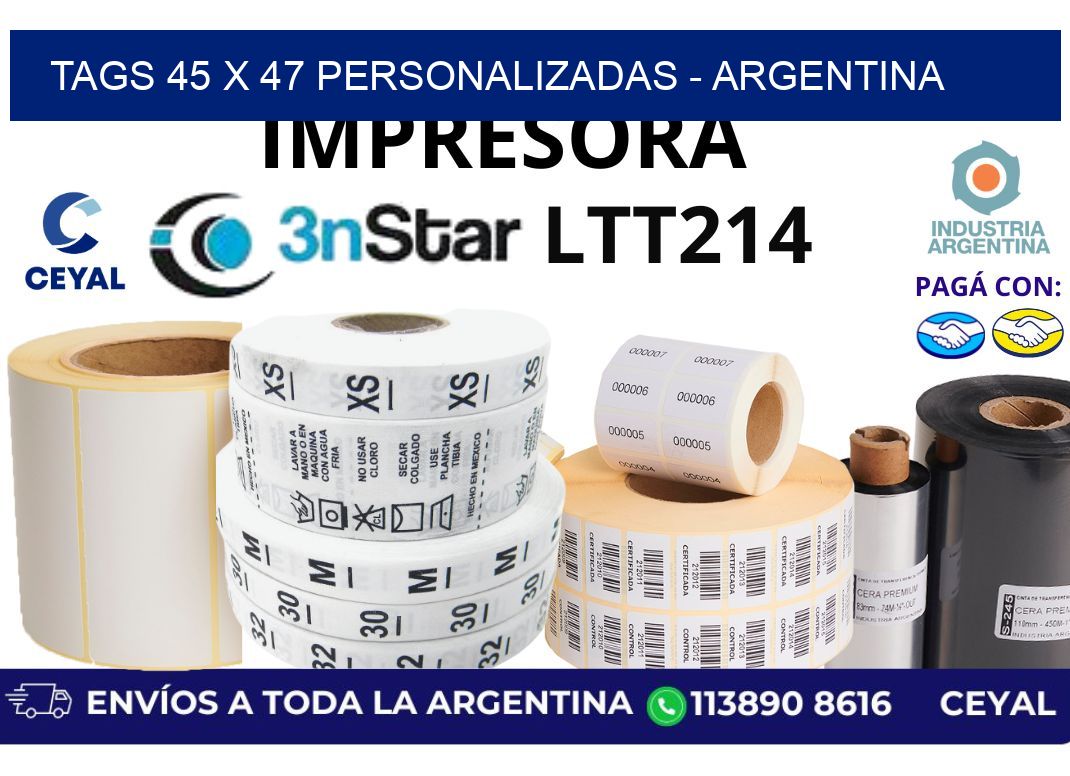 tags 45 x 47 personalizadas - Argentina