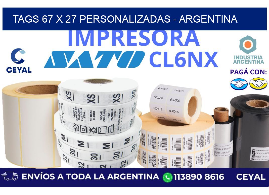 tags 67 x 27 personalizadas - Argentina