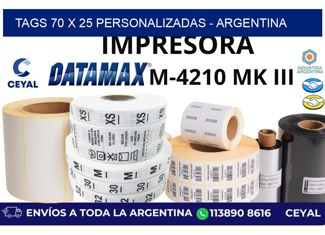 tags 70 x 25 personalizadas - Argentina