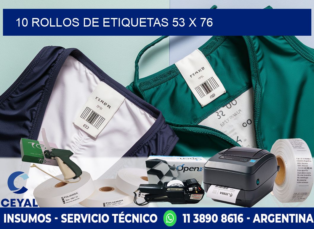 10 ROLLOS DE ETIQUETAS 53 x 76