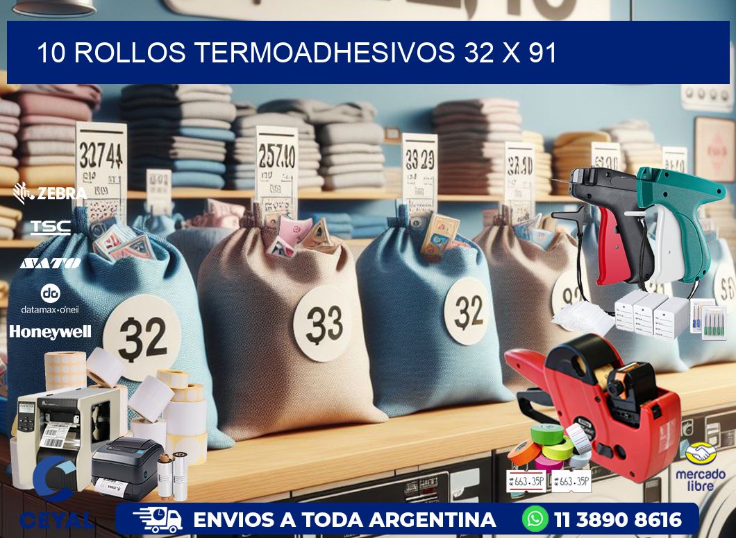 10 ROLLOS TERMOADHESIVOS 32 x 91