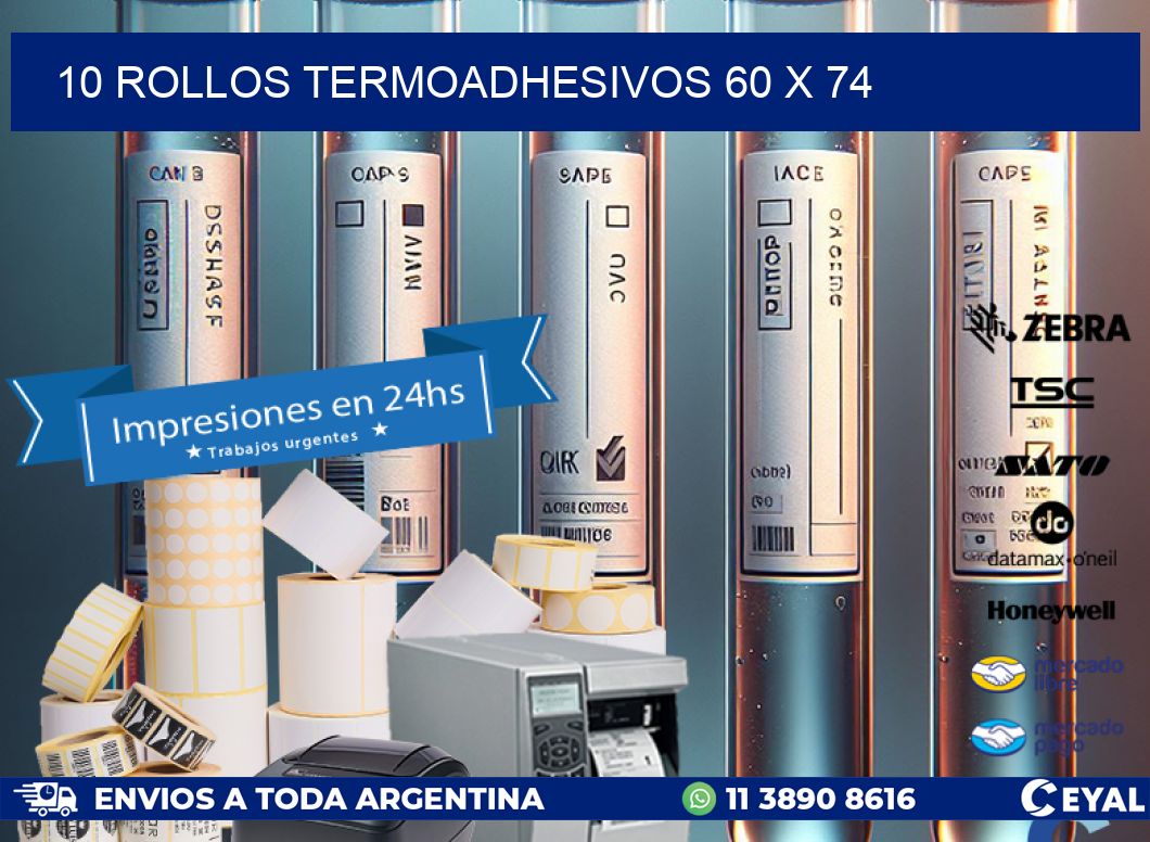 10 ROLLOS TERMOADHESIVOS 60 x 74