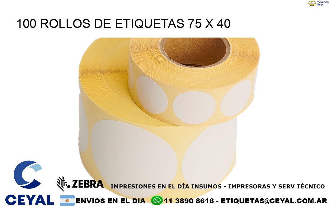 100 ROLLOS DE ETIQUETAS 75 x 40