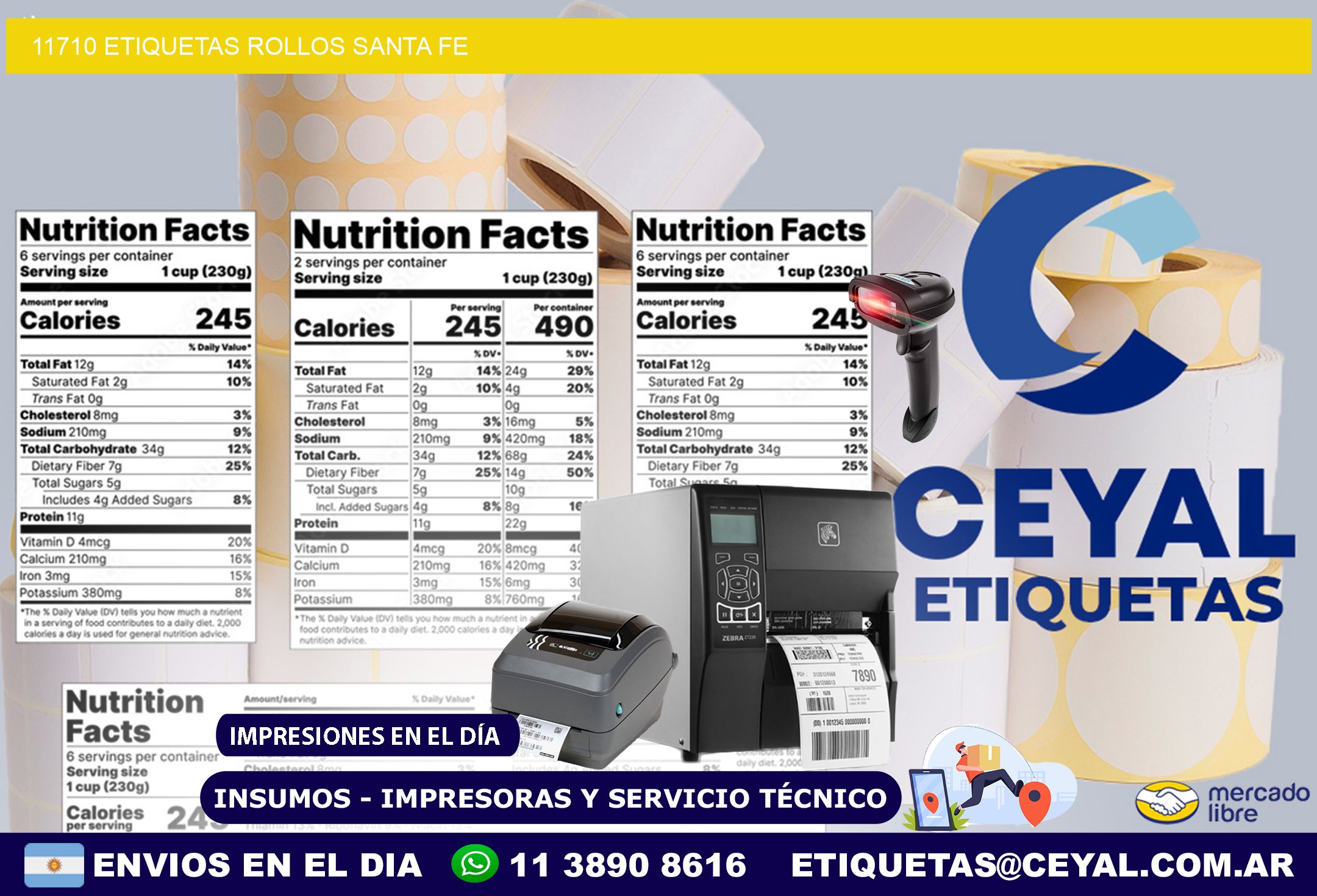11710 etiquetas rollos SANTA FE