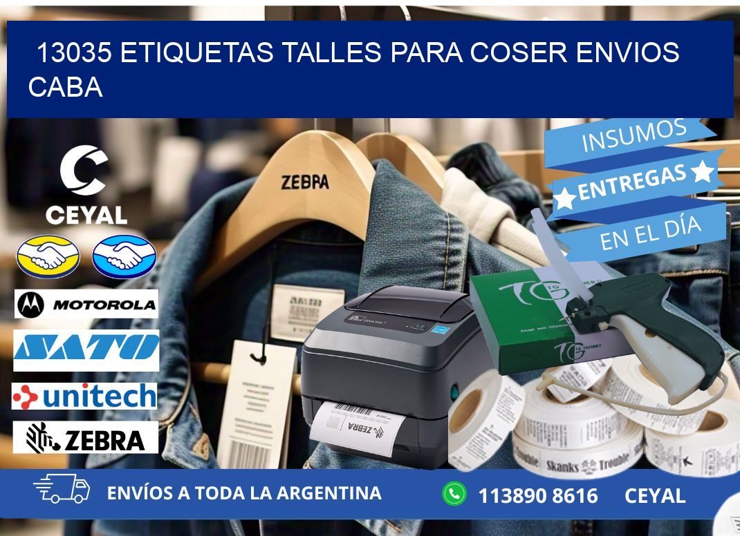 13035 ETIQUETAS TALLES PARA COSER ENVIOS CABA