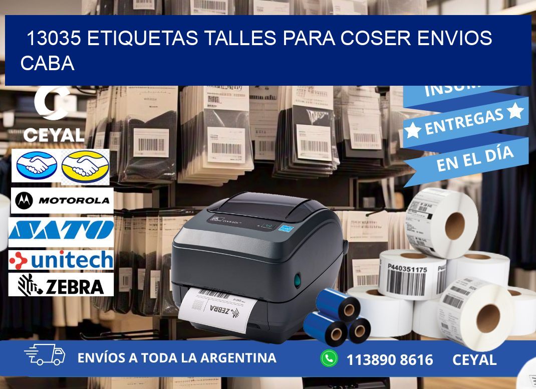 13035 ETIQUETAS TALLES PARA COSER ENVIOS CABA