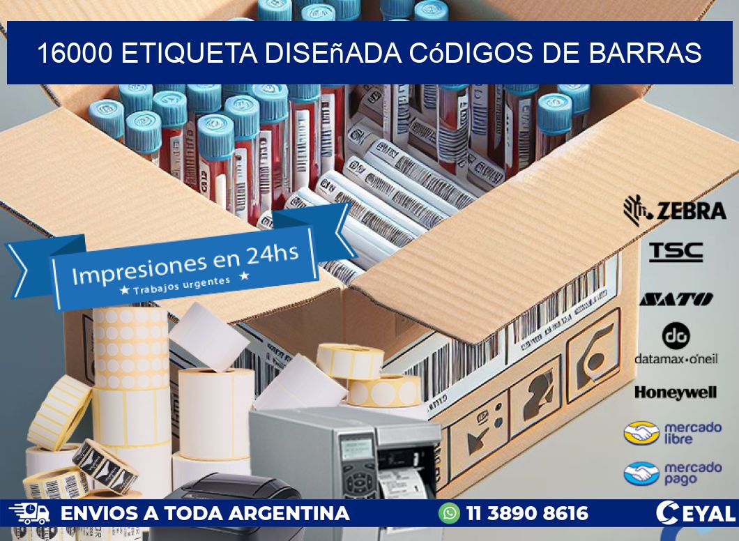 16000 etiqueta diseñada códigos de barras