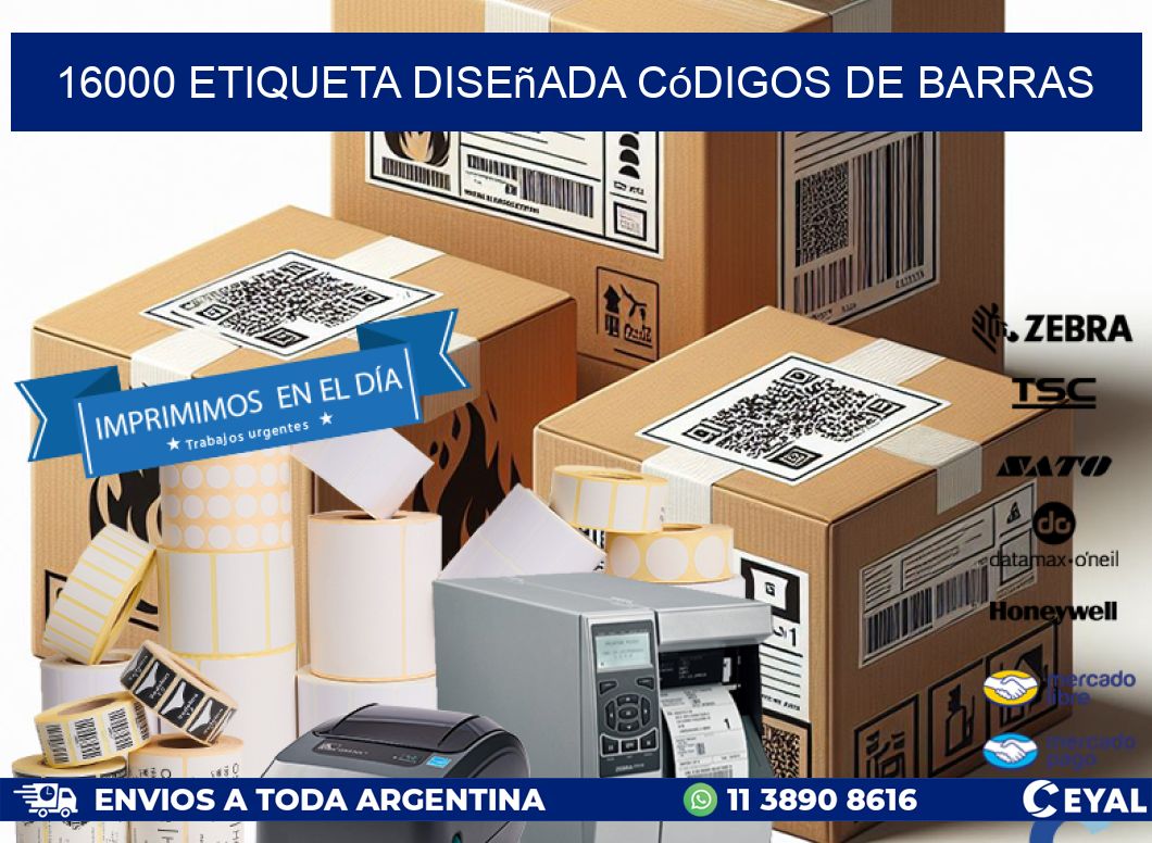16000 etiqueta diseñada códigos de barras