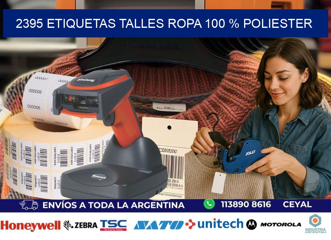 2395 ETIQUETAS TALLES ROPA 100 % POLIESTER