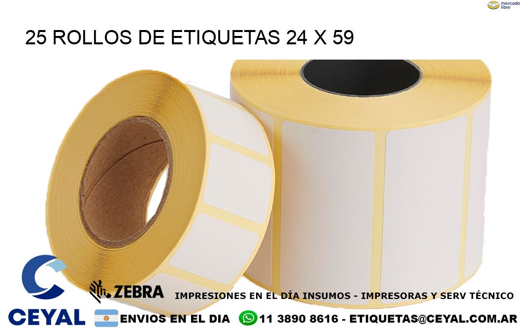 25 ROLLOS DE ETIQUETAS 24 x 59
