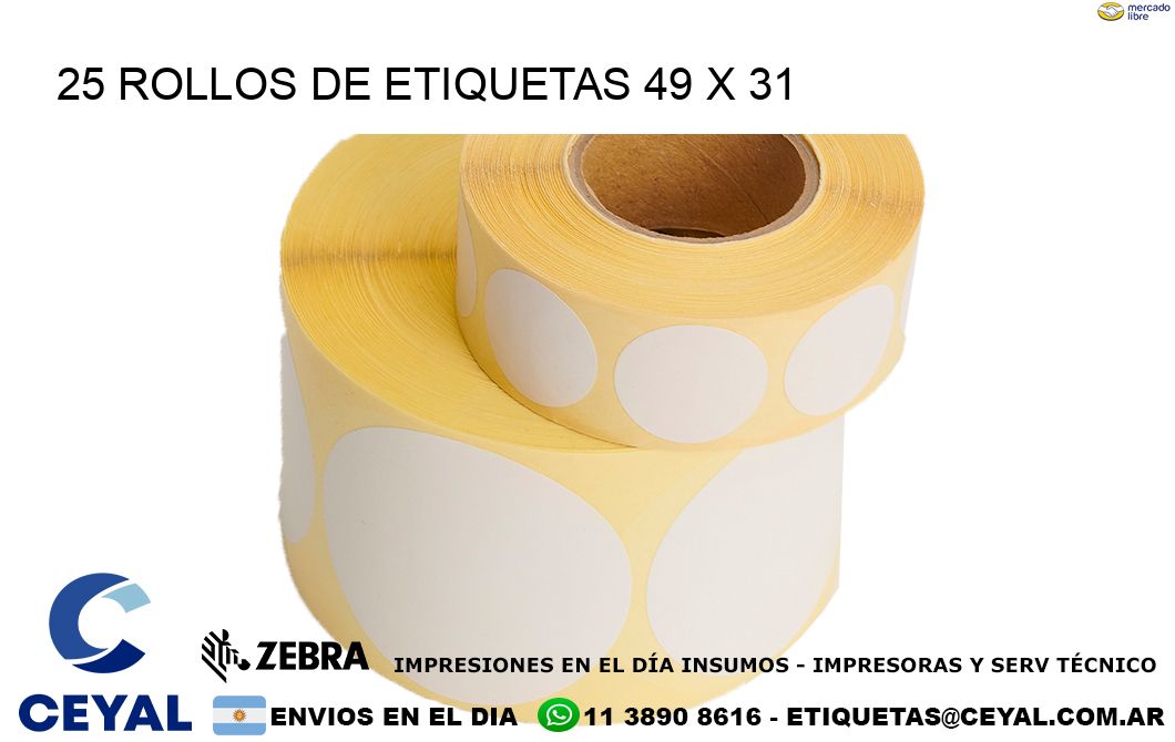 25 ROLLOS DE ETIQUETAS 49 x 31