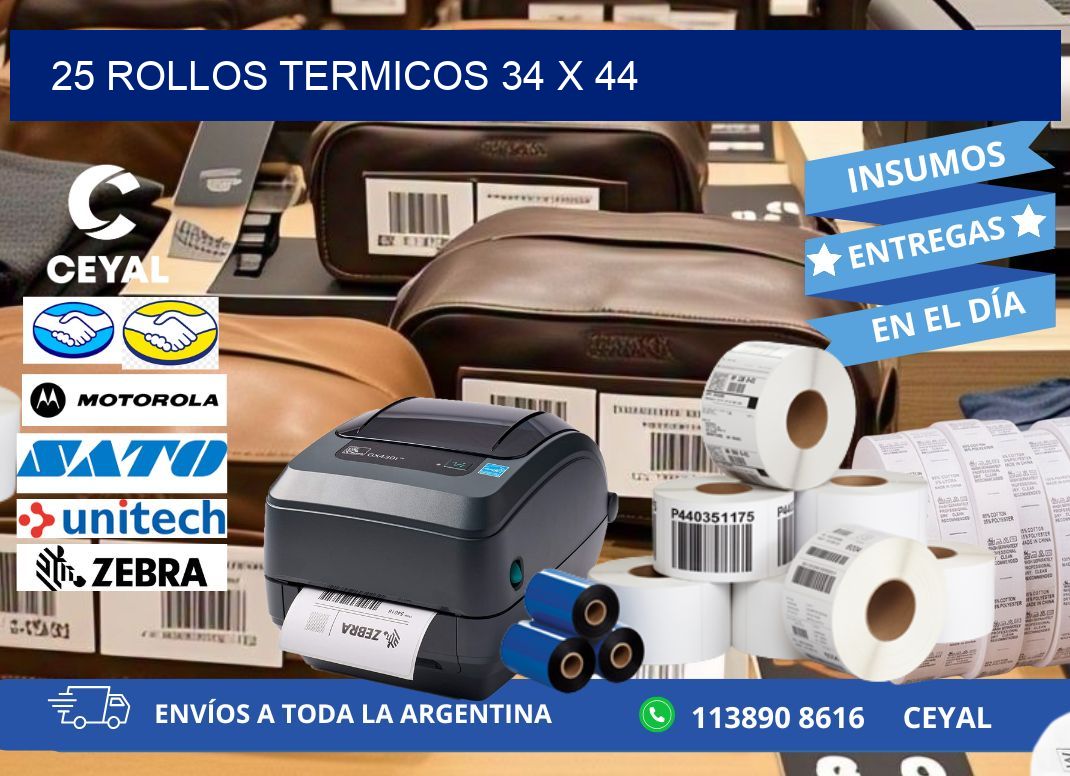 25 ROLLOS TERMICOS 34 x 44